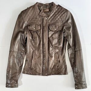 Danier en Cuir - Quilted Brown Leather Jacket